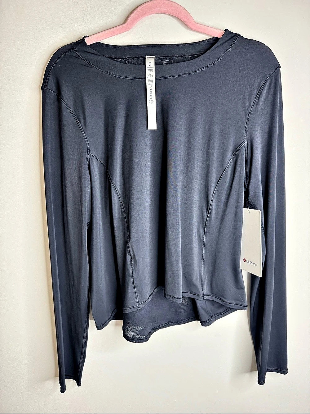 Black lululemon Sheer Will Long Sleeve *Camo Long Sleeve Athletic Top Size 14 NW